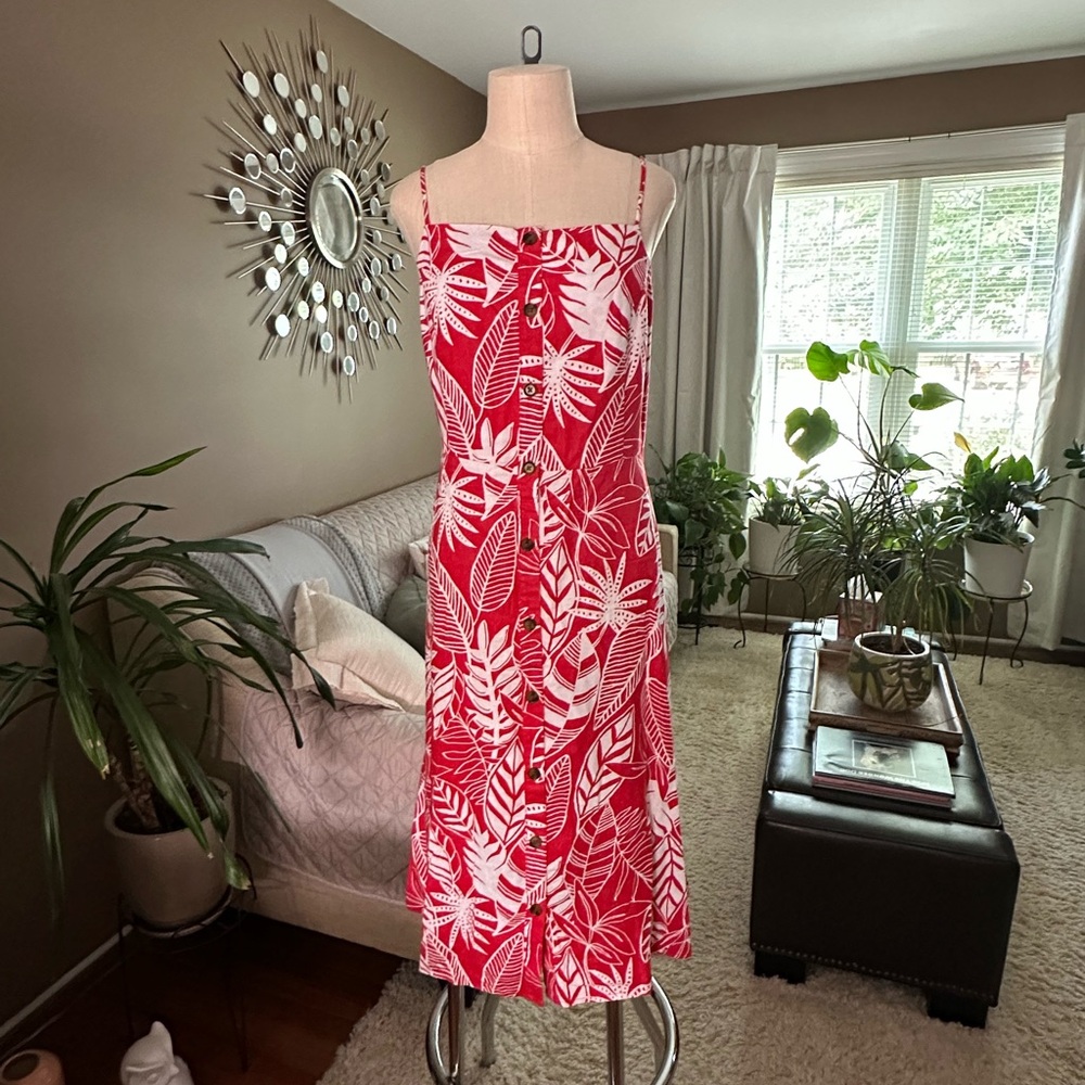Tropical Red and White Floral Sundress